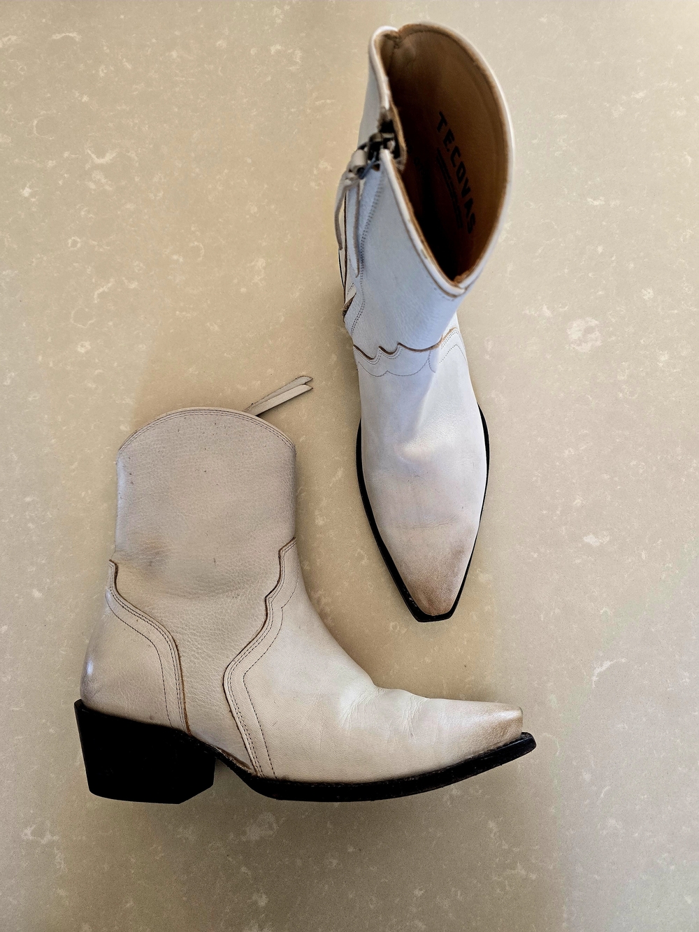 Tecovas White Leather Western Zip Boots - Women's
